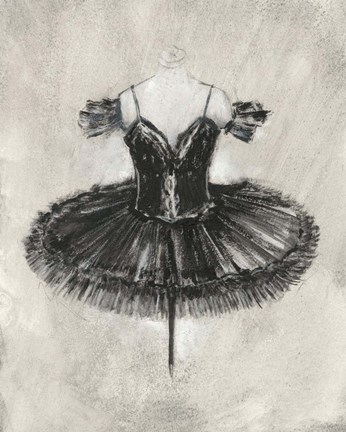 Framed Black Ballet Dress II Print