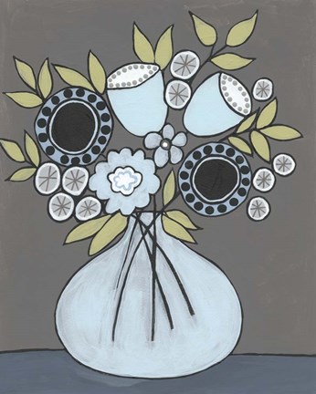 Framed Happy Garden Flowers III Print