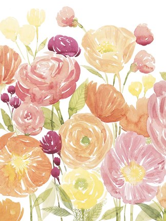 Framed Pastel Petals I Print