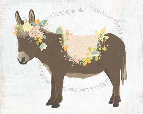 Framed Dainty Burro I Print