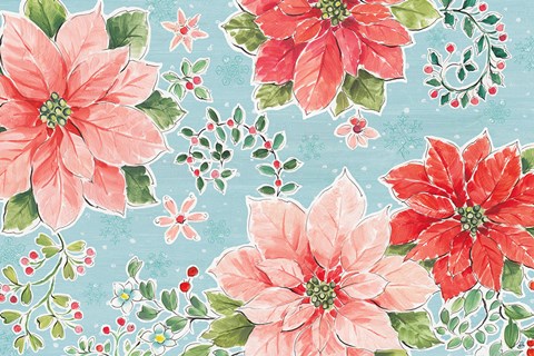 Framed Country Poinsettias I Blue Print