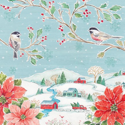 Framed Country Poinsettias V Print