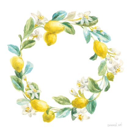 Framed Floursack Lemon V on White Print