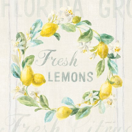 Framed Floursack Lemon V Print