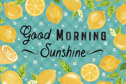 Framed Mellow Yellow I Turquoise Print