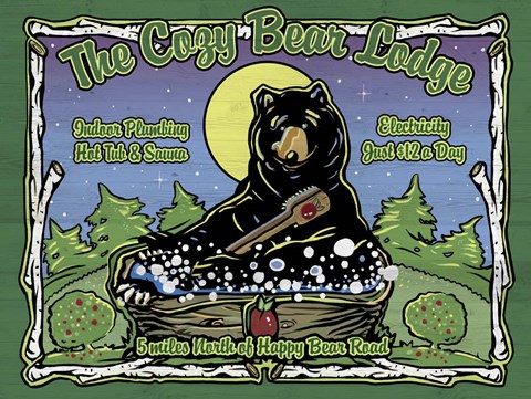 Framed Cozy Bear Lodge Print