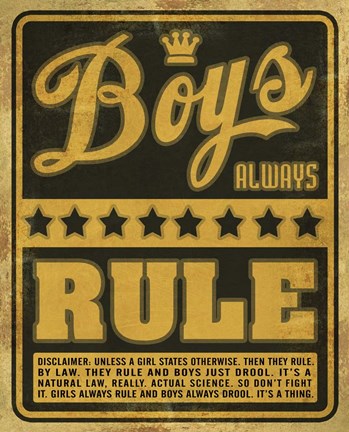 Framed Boys Rule2 Print