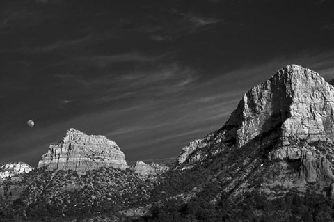 Framed Moon Over The Red Rocks Sedona Arizona 1 Print