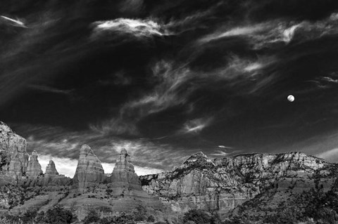 Framed Moon Over The Red Rocks Sedona Arizona 2 Print