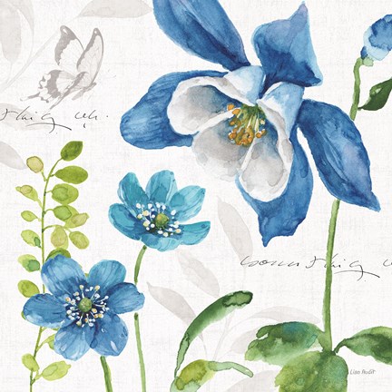 Framed Blue and Green Garden III Print