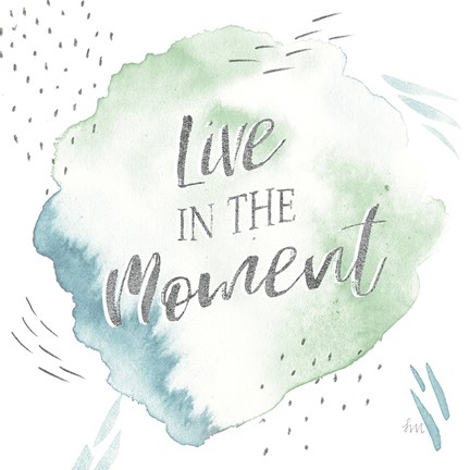 Framed Wonderful World V Blue Green Print