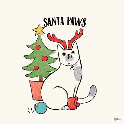 Framed Santa Paws V Print