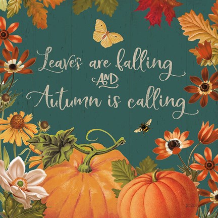 Framed Fall Garden III Teal Print