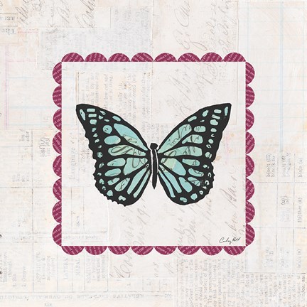 Framed Butterfly Stamp Bright Print