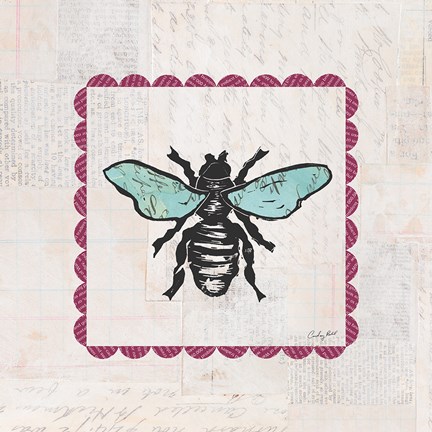 Framed Bee Stamp Bright Print