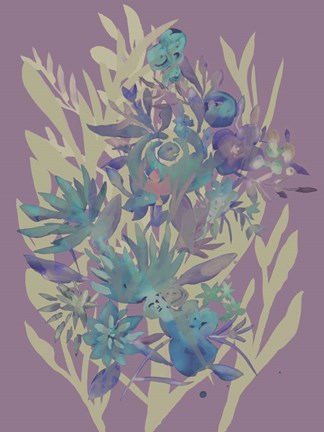 Framed Slate Flowers on Mauve II Print