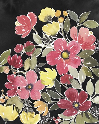 Framed Night Flora I Print