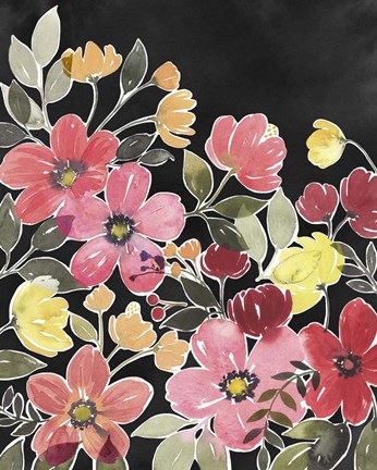 Framed Night Flora II Print