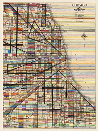 Framed Modern Map of Chicago Print