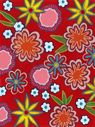 Framed Bright Flowers I Print