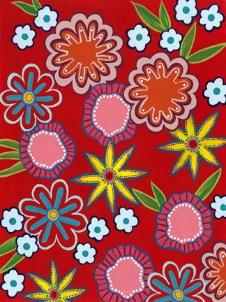 Framed Bright Flowers II Print