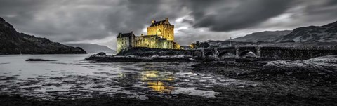 Framed Fairytale Castle Twilight Panorama 3 Black Print