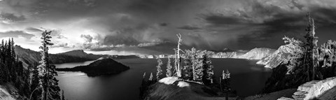 Framed Crater Lake Black &amp; White Print