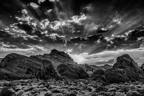 Framed Valley Of Fire 4 Black &amp; White Print