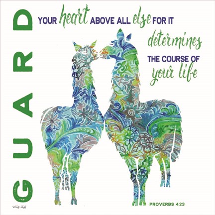 Framed Guard Your Heart Llamas Print