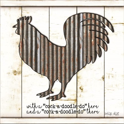 Framed Metal Rooster Print