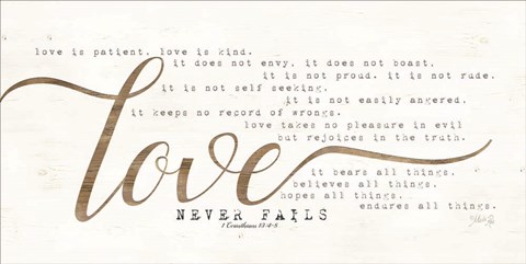 Framed Love Never Fails Print
