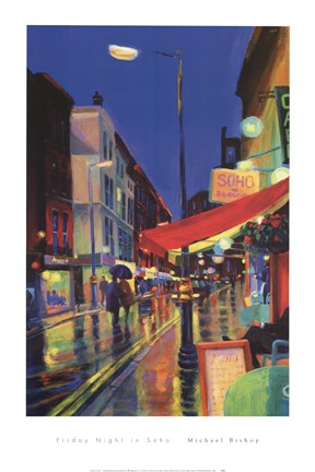 Framed Friday Night In Soho Print