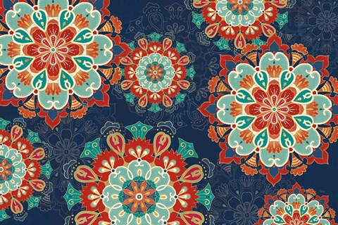 Framed Folk Floral VIII Dark Print