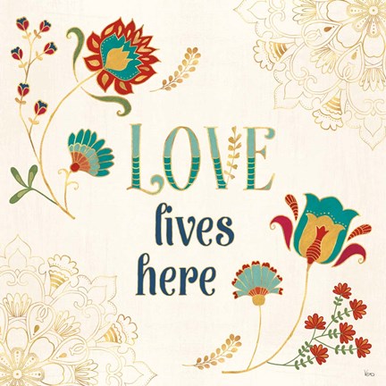 Framed Folk Floral V Print