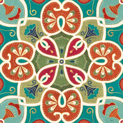 Framed Folk Floral VI Print