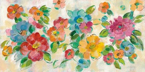 Framed Playful Floral Trio I Print