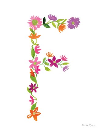 Framed Floral Alphabet Letter VI Print