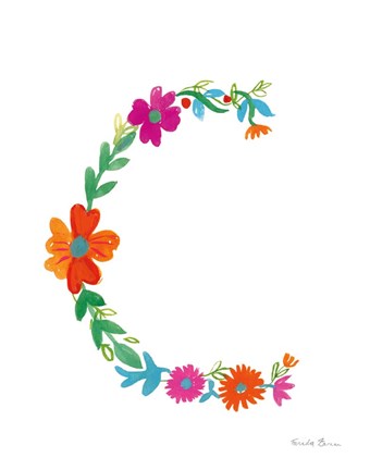 Framed Floral Alphabet Letter III Print