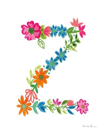 Framed Floral Alphabet Letter XXVI Print