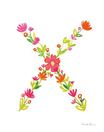 Framed Floral Alphabet Letter XXIV Print