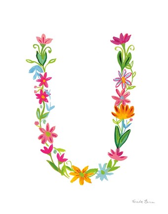 Framed Floral Alphabet Letter XXI Print