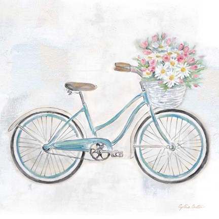 Framed Vintage Bike With Flower Basket I Print