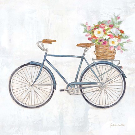 Framed Vintage Bike With Flower Basket II Print