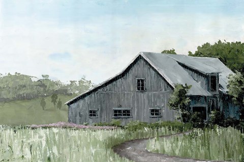 Framed Flower Field Barn Print