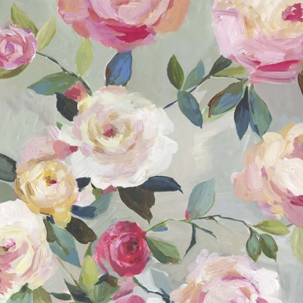 Framed Cascade of Roses II Print