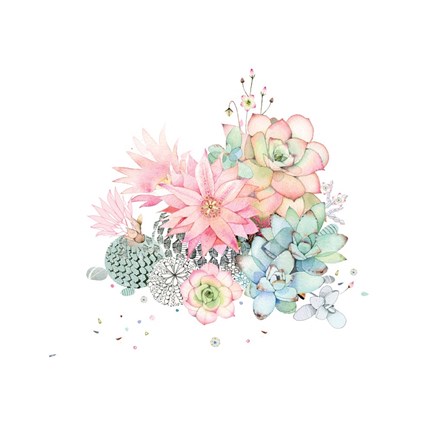 Framed Cacti Flower and Succulents Print