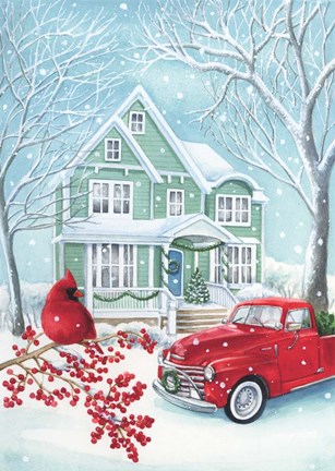 Framed Christmas Green House Print