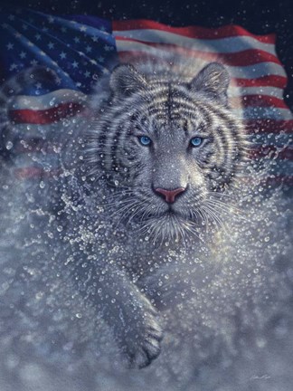 Framed White Tiger America Print