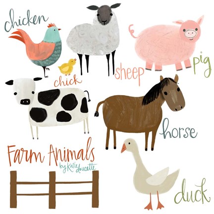 Framed Farm Animals Print
