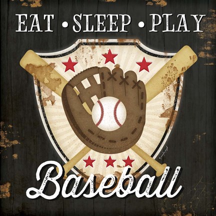 Framed Eat, Sleep, Play, Baseball Print
